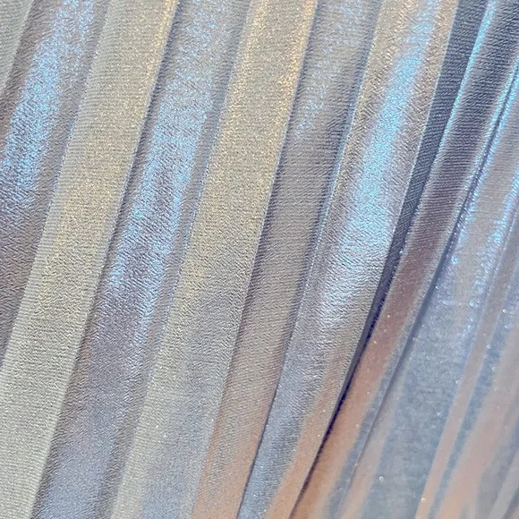 Lauren Ralph Lauren Suzy Metallic Chiffon Midi A-Line Pleated Skirt